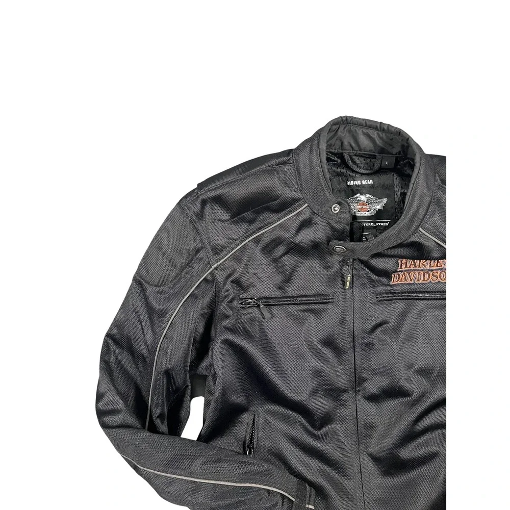 Harley-Davidson Men's Size L Willie G Skull Flames Mesh Riding Jacket Black